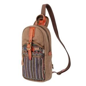 TSD Brand Four Seasons Sling Bag Backpack Granola Girl Leather Accents